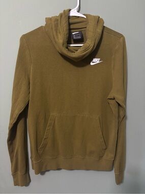 Nike Olive Green Pullover Hoodie with White Swoosh